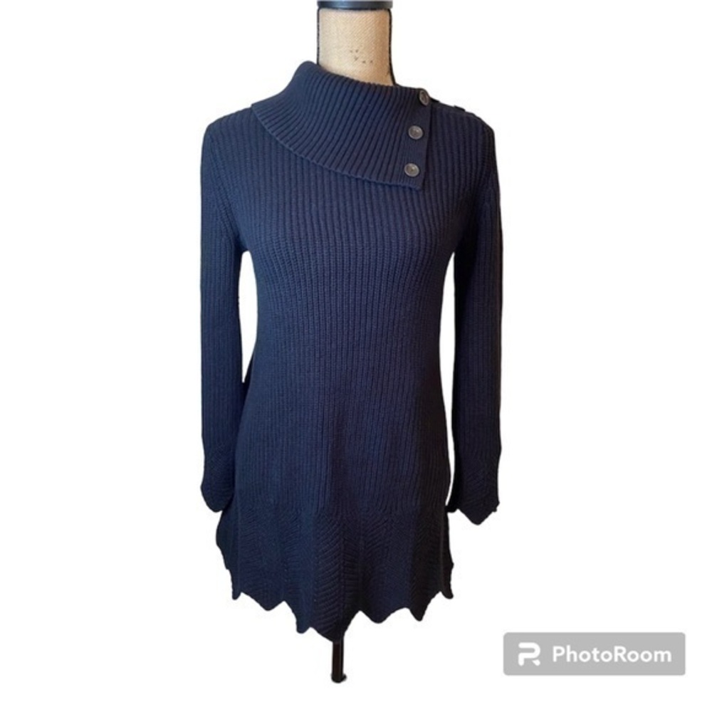 Style & Co Scallop-Hem Tunic Sweater, L/Blue Size Small